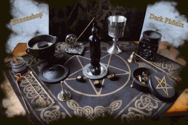 Pentagramm Altartuch mit keltischem Muster schwarz